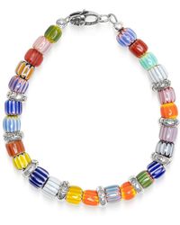 Nialaya - Sterling Bracelet With Nepalese Lampwork Beads - Lyst