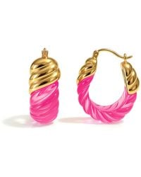 Gold & Honey - Tourmaline Rope Shrimp Lucite Birthstone Hoop Earrings - Lyst