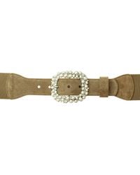 Peachy Belts Ltd - Neutrals Stretch Wide Mushroom Suede Waist Belt & Detachable Pearl Spangle Buckle - Lyst