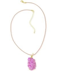 Saachi - Wire Druzy Pendant Leather Necklace - Lyst