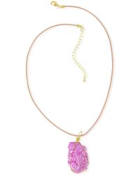 Saachi - Wire Druzy Pendant Leather Necklace - Lyst