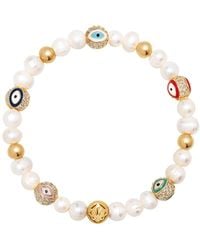 Nialaya - Evil Eye Pearl Bracelet - Lyst
