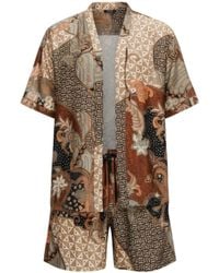 ORIGIN OF HEARTS - Neutrals Enari Relaxed Resort Satin Kimono Set - Lyst