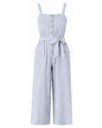 Yumi' - Cotton Stripe Button Through Jumpsuit - Lyst