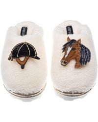 Laines London - Embellished Closed Toe Faux Fur Slippers - Lyst