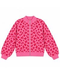 LAtelier London - Floral Knit Cardigan With Ribbed Trims - Lyst