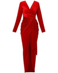 LIA ARAM - Belted V-Neck Wrap Gown - Lyst