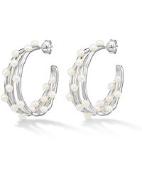 Dower & Hall - Medium Triple Row Waterfall Pearl Hoops - Lyst