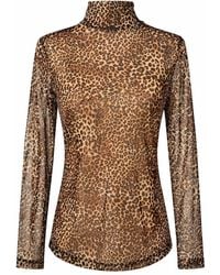 Oh!Zuza - Sheer Leopard Print Mesh Turtleneck Top - Lyst