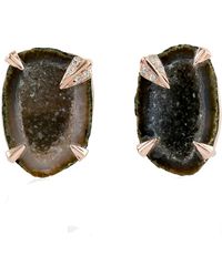 Artisan - Natural Geode Stud Earrings 18k Solid Rose Gold Jewelry - Lyst