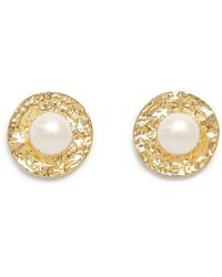 Pearls of the Orient Online - Credo Brushed Stud Earrings With Cultured Freshwater Pearls - Lyst