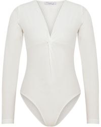 Maan Istanbul - V-Neck Knot Detail Bodysuit - Lyst