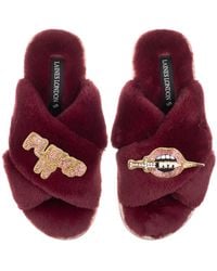 Laines London - Classic Laines Slippers With Plump It Pout Brooches - Lyst