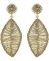 Lavish by Tricia Milaneze - Neutrals Vintage Leaf Handmade Crochet Earrings - Lyst