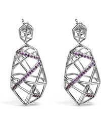 Bellus Domina - Plated Crossover Amethyst Earrings - Lyst