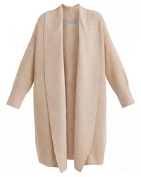 Paisie - Neutrals Draped Collar Ribbed Cardigan - Lyst