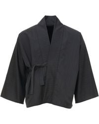 MOE - Graphite Stripe Wool Jacket Reversible - Lyst