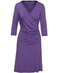 Conquista - Faux Wrap Wool Dress - Lyst