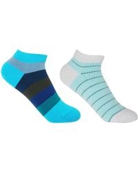 Peper Harow - Made in England - Block Stripe Aqua & Dash Mint Trainer Socks Bundle - Lyst