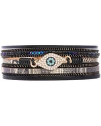 Saachi - Evil Eye Leather Metallic Bracelet - Lyst
