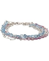 Lori Kaplan Design - Four Strand Aquamarine, Malaya Garnet And Sterling Bracelet - Lyst