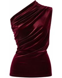 Me & Thee - Reality Check Burgundy Velvet One Shoulder Top - Lyst