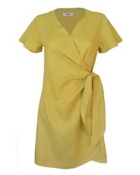 Larsen and Co - Pure Linen Lucca Wrap Dress In Chartreuse - Lyst