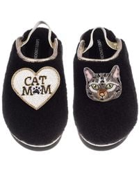 Laines London - Flatform Cloud Slippers With Pebbles Cat & Cat Mum Mom Brooches - Lyst