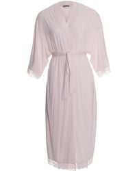 Pretty You London - Bamboo Lace Kimono Robe In Powder Puff - Lyst