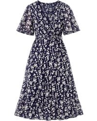 Yumi' - Floral Mesh Wrap Dress - Lyst