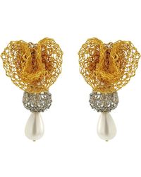 Lavish by Tricia Milaneze - / Neutrals Trio Gold Mix Reef Dangle Handmade Crochet Earrings - Lyst