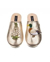 Laines London - Softie Slippers With Foxglove Flowers & Duck Brooches - Lyst