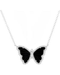 KAMARIA - Onyx Butterfly Necklace With Crystals - Lyst