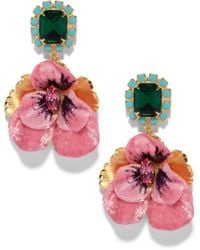 The Pink Reef - Emerald Pansy Earring - Lyst