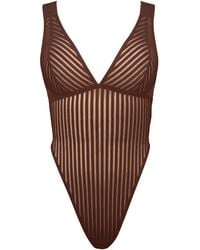 MONIQUE MORIN LINGERIE - Vertigo X Back Bodysuit Cocoa - Lyst