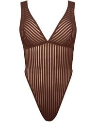 MONIQUE MORIN LINGERIE - Vertigo X Back Bodysuit Cocoa - Lyst