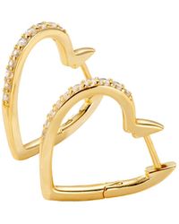 Posh Totty Designs - Cz Heart Hoop Earrings - Lyst