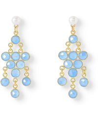 Pearls of the Orient Online - Clara Cultured Freshwater Pearl Earrings & Chalcedony Chandelier Earrings - Lyst