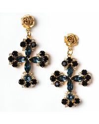 Achala Handcrafted - Kay Vintage Inspired Crystal Cross Earrings - Lyst