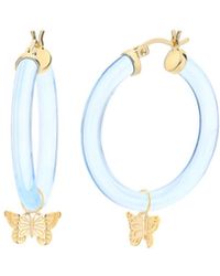Gold & Honey - Butterfly Charm Hoop Earrings - Lyst