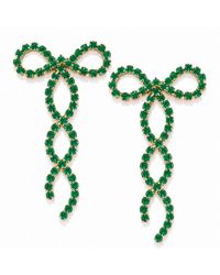 The Pink Reef - Crystal Ribbon Bow Earring - Lyst