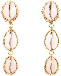 Oana Savu - Sea Shells & Glass Beads Long Statement Earrings - Lyst