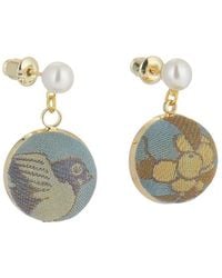 Soft Strokes Silk - Neutrals Pure Silk Brocade Earrings With Freshwater Pearls - Lyst