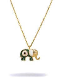 Ebru Jewelry - Wishful Elephant & Evil Eye Enamel Pendant Chain Necklace - Lyst