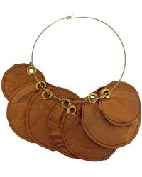 Romer Millinery - Metallic Silk Disc "Coin" Choker Copper - Lyst