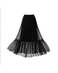 IZABELA MANDOIU - Silk Midi Skirt With Macramé Insert - Lyst