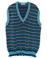 Arto. - Yeah! Cozy Wool Blend Ruffles Stripes Oversized Vest - Lyst
