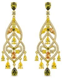 SALLY SKOUFIS - Chandelier Earrings With Made Champagne Cz Diamond Stimulant In18K Vermeil - Lyst