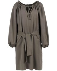Conquista - Belted Olive Colour Dress With Pockets - Lyst