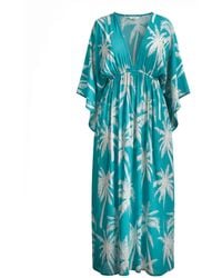 Coco Riko Ibiza - Frances Maxi Kaftan Lagoon Palm - Lyst